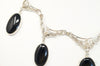 Antique Black Onyx Art Deco Silver Bib Necklace