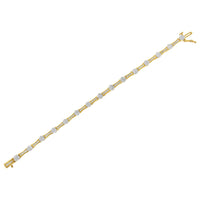 10K Yellow and White Gold 2.00 cttw Round and Baguette-Cut Diamond Link Bracelet (I-J Color, I2-I3 Clarity) - Size 7.25"