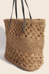 Fame Faux Leather Handle Knitted Tote Bag