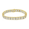 14K Yellow Gold 5.50 Cttw Round and Baguette Diamond Link Bracelet