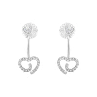 .925 Sterling Silver 1/4 Cttw Diamond Swirl Heart Front/Back Earrings (I-J Color, I2-I3 Clarity)