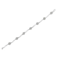 .925 Sterling Silver 1/4 Cttw Diamond Cluster Miracle-Set Station & Twisted Bar 7" Tennis Bracelet (H-I Color, I2-I3 Clarity)