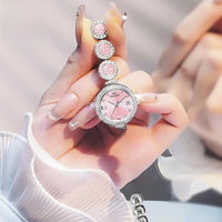 Women's Elegant Bracelet Quartz Watch Red Dial Waterproof