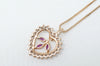 Vtg Ruby Simulated Heart Accented Rose Gold Vermeil Sterling Silver Necklace 18"