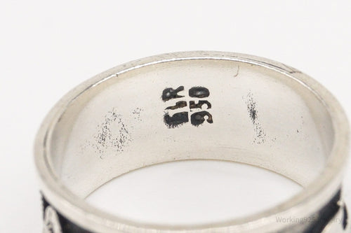Vintage Tribal Symbols 950 Silver Band Ring - Size 6