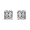 14K White Gold 1 cttw Round and Baguette Diamond Stud Earrings (H-I, SI1-SI2)