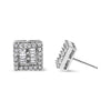 14K White Gold 1 cttw Round and Baguette Diamond Stud Earrings (H-I, SI1-SI2)