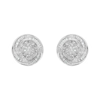 .925 Sterling Silver 1/4 Cttw Baguette and Round Diamond Swirl Love Knot Stud Earrings (I-J Color, I3 Clarity)