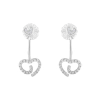 .925 Sterling Silver 1/4 Cttw Diamond Swirl Heart Front/Back Earrings (I-J Color, I2-I3 Clarity)