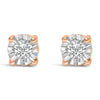 .925 Sterling Silver 1/10 Cttw Round Brilliant-Cut Lab Grown Diamond Miracle-Set Stud Earrings (F-G Color, VS1-VS2 Clarity)