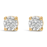 .925 Sterling Silver 1/10 Cttw Round Brilliant-Cut Lab Grown Diamond Miracle-Set Stud Earrings (F-G Color, VS1-VS2 Clarity)