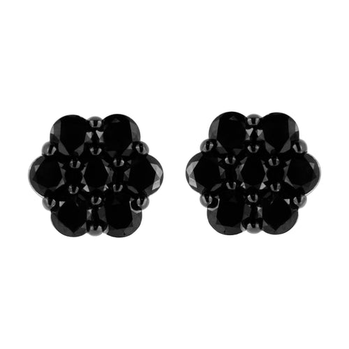 .925 Sterling Silver 1/4 Cttw Treated Yellow Diamond Floral Stud Earrings (Yellow Color, I1-I2 Clarity)