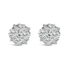 .925 Sterling Silver 1/2 cttw Prong Set Round-Cut Diamond Cluster Stud Earring (I-J Color, I2-I3 Clarity)