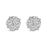 .925 Sterling Silver 1/2 cttw Prong Set Round-Cut Diamond Cluster Stud Earring (I-J Color, I2-I3 Clarity)