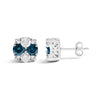.925 Sterling Silver 2.0 Cttw Blue Diamond Composite Cluster Stud Earring