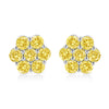 .925 Sterling Silver 1/4 Cttw Treated Yellow Diamond Floral Stud Earrings (Yellow Color, I1-I2 Clarity)