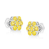 .925 Sterling Silver 1/4 Cttw Treated Yellow Diamond Floral Stud Earrings (Yellow Color, I1-I2 Clarity)