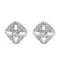 .925 Sterling Silver 1.0 Cttw Diamond Studded Rhombus Stud Earring (H-I Color, I2-I3 Clarity)