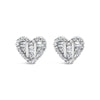 14K Yellow Gold Plated .925 Sterling Silver 1/2 Cttw Round and Baguette Diamond Composite Heart Shaped Stud Earring (I-J Color, SI2-I1 Clarity)