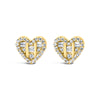 14K Yellow Gold Plated .925 Sterling Silver 1/2 Cttw Round and Baguette Diamond Composite Heart Shaped Stud Earring (I-J Color, SI2-I1 Clarity)