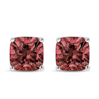 14K White Gold 1 1/2 Cttw Lab Grown Pink Cushion 4-Prong Set Classic Diamond Solitaire Stud Earrings (Pink Color, VS1-VS2 Clarity)