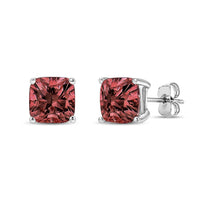 14K White Gold 1 1/2 Cttw Lab Grown Pink Cushion 4-Prong Set Classic Diamond Solitaire Stud Earrings (Pink Color, VS1-VS2 Clarity)