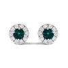 .925 Sterling Silver 1/3 Cttw White and Blue Diamond Halo Stud Earring