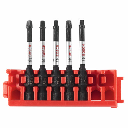 BOSCH ITDSQ2205C 5 pc. Driven 2 In. Impact Square #2 Power Bits with Clip for Custom Case System