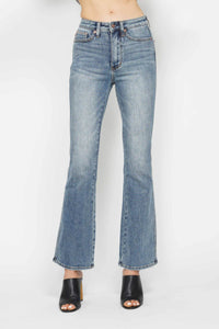 Judy Blue Full Size Tummy Control Back Embroidered Pocketed Bootcut Jeans Plus Size