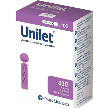 Lancet, Unilet Micro Thin 33G Lancets Single-Use Sterile, 100 Each