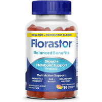 FLORASTOR DIGESTIVE AND METABOLIC SUPPORT PROBIOTIC BLEND GUMMIES PEACH LEMONADE -- 56 VEGETARIAN GUMMIES