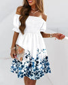 Boho Breeze Off-Shoulder Pleated Dress – Stylish Cowgirl Casual Wear