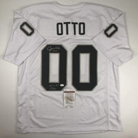 Autographed/Signed Jim Otto HOF 80 Oakland White Football Jersey JSA COA
