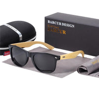 STEVVEX Bamboo Shades Dark Sunglasses Square Night Glasses Polarized Wood Handmade Eyewear For Women and Men With UV400 Protection
