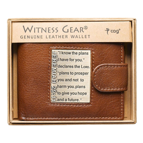 I Know the Plans Genuine Leather Wallet with Brass Inlay - Jeremiah 29:11 EasyOptionXY LLC