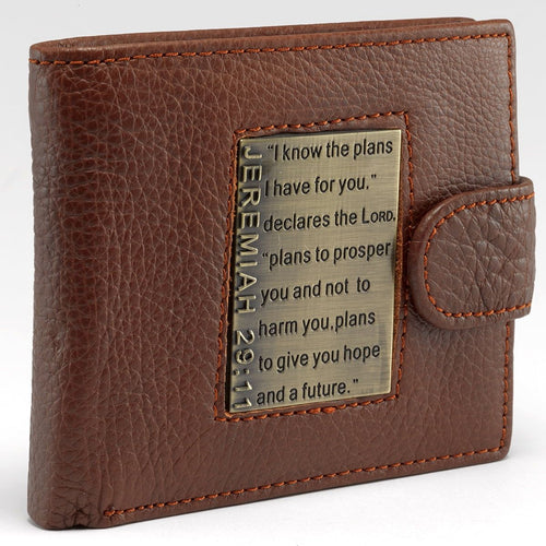 I Know the Plans Genuine Leather Wallet with Brass Inlay - Jeremiah 29:11 EasyOptionXY LLC
