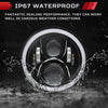 Haitzu 7 Inch LED Round Black Hilo Sealed Beam Headlight Dot Approved Compatible With Jeep Wrangler Jk Hummer H1 H2halo Amber Turn Light Drl H6024 Replacementincluded H4h13 Adaptor 2 Pcs