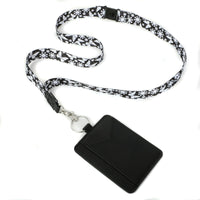 ESSENTIALS Brand Black And White Flutter Lanyard with ID Pocket EasyOptionXY LLC