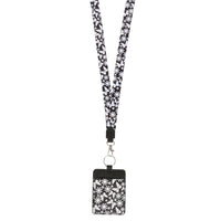 ESSENTIALS Brand Black And White Flutter Lanyard with ID Pocket EasyOptionXY LLC