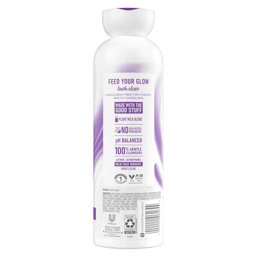 Dove Plant Milk Cleansing Body Wash Acai & Rice Milk For Women For Moisturized Skin 17.5 fl oz