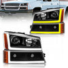 2003-2006 Silverado Headlight Assembly For Chevy Avalanche 150025003500 Clear Chrome Lens With Amber Reflector Replacement Left And Right
