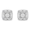 .925 Sterling Silver 1.0 Cttw Round Diamond Double Halo and Disc Stud Earring (I-J Color, I2-I3 Clarity)