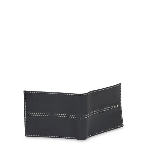47 Maple Men's Center Stitch Design Genine Black Leather RFID Fixed Passcase Wallet in Tin Box EasyOptionXY LLC