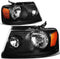 Black Housing Clear Lens Amber Reflector / OE Style Headlights
