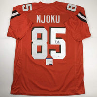 Autographed/Signed David Njoku Cleveland Orange Football Jersey PSA/DNA COA