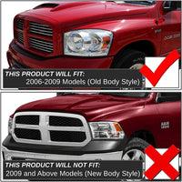 Auto Dynasty Factory Style Headlights Compatible With 0609 Dodge Ram 1500 2500 3500 Driver And Passenger Side Clear Lens Chrome Housing