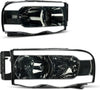 Headlights Assembly For 20022005 Dodge Ram Pickup Headlight Replacement Driving Light Chrome Housing Red Reflector Clear Lens