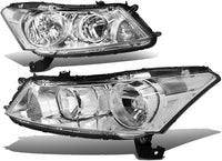 Halogen Model Factory Style Headlight Assembly Compatible With 0812 Honda Accord Sedan 4door Driver Passenger Side Chrome Housing Amber Corner
