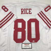 Autographed/Signed Jerry Rice San Francisco White Football Jersey Tristar COA