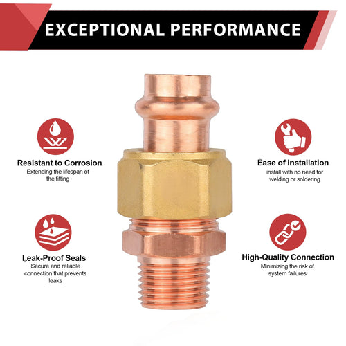 30 Pcs 1/2" Press Copper Union x Male (Lead Free)
